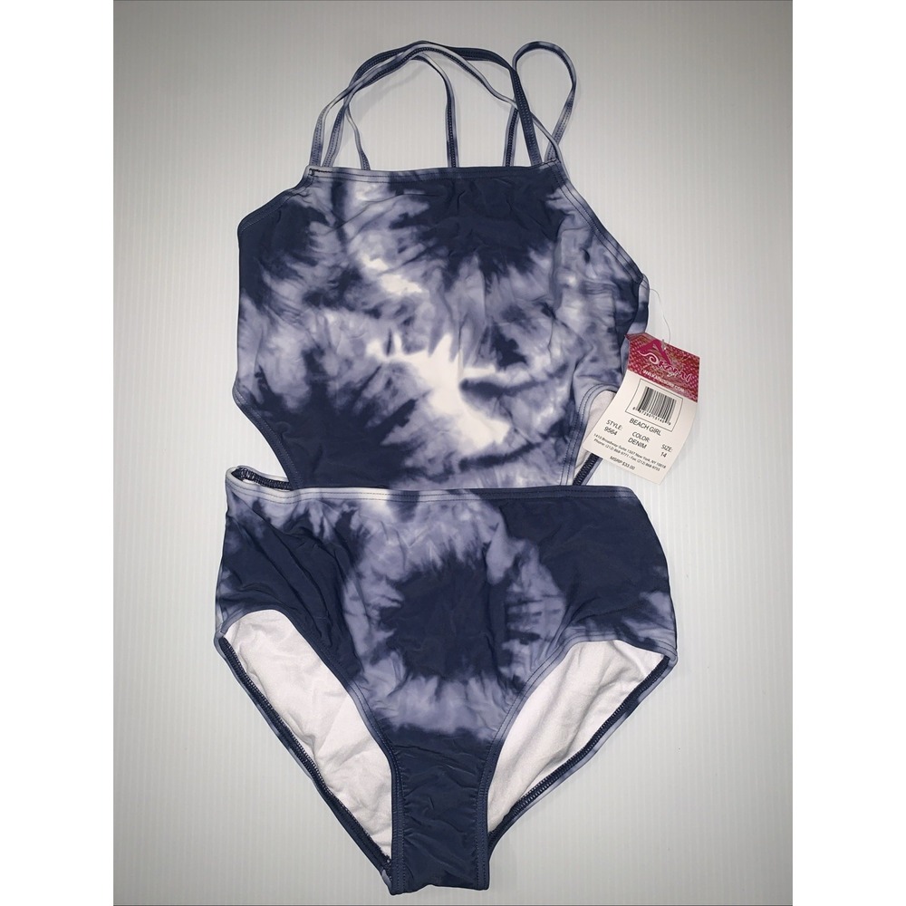 Kanu Surf Girls Beach Sport Cut Out 1 Piece Swimsuit UPF 50+ Girls Size 14